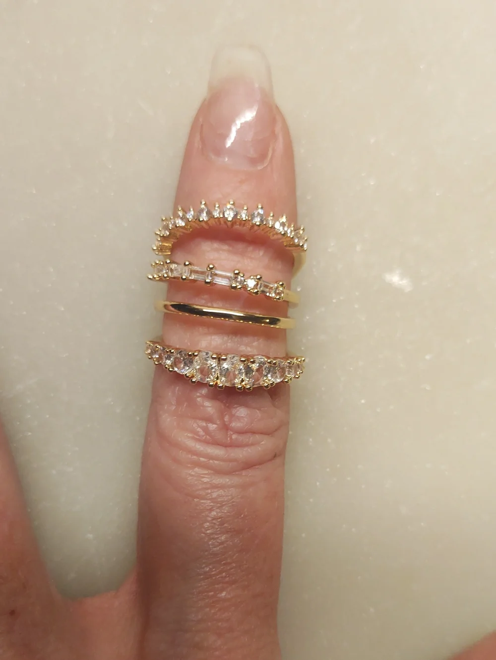 BOGO! NEW! Set Of 4 CZ Stackable Gold Rings Size 6